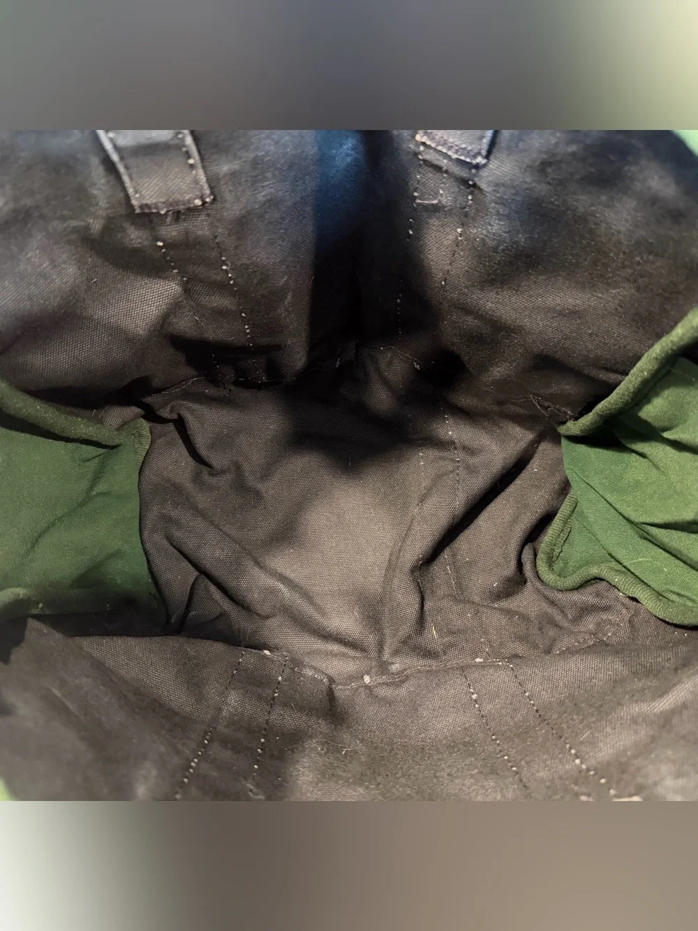 Lands' End Canvas Duffel in Navy with Green Trim